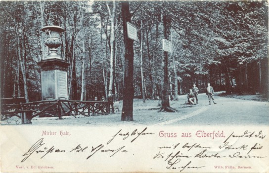 Eingang Der Eingang zum Mirker Hain an der Kohlstraße auf einer ca. 1898 aufgenommenen Fotgrafie.